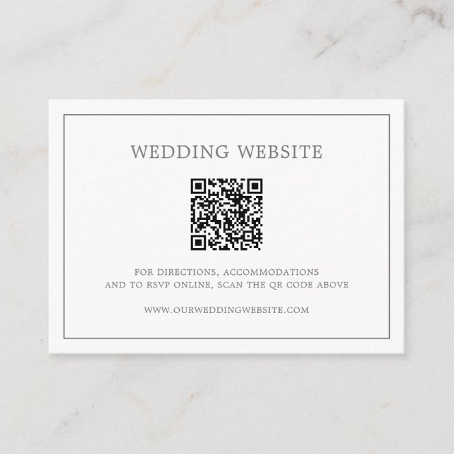 Carte D'accompagnement Simple Code QR Monogramme Gris Foncé Mariage Éléga (Devant)