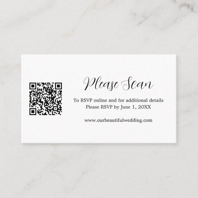 Carte D'accompagnement Simple Contemporain RSVP Moderne QR Code Mariage (Devant)