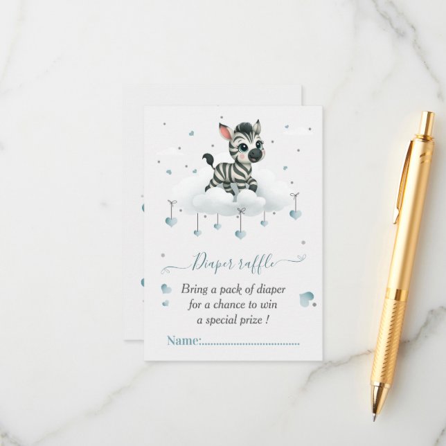 Carte D'accompagnement Simple cute little zebra baby shower (Devant/Arrière en situation)