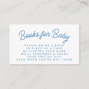 Carte D'accompagnement Simple Demande de Livre Bleu Ludique Baby Shower