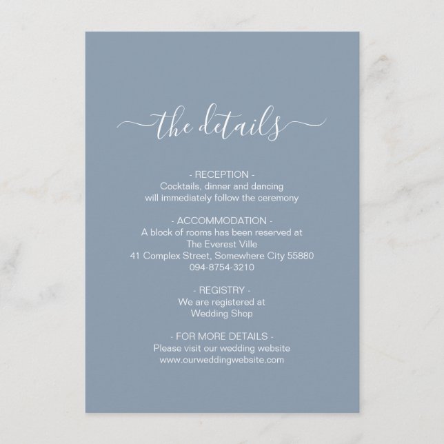 Carte d'accompagnement Simple Dusty Blue (Devant)