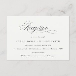 Carte D'accompagnement Simple Écriture Chic Noir Blanc Mariage Réception