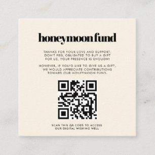Carte D'accompagnement Simple élégant & chic Honeymoon fund Code QR