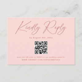 Carte D'accompagnement Simple Élégant Code QR Rose RSVP Mariage
