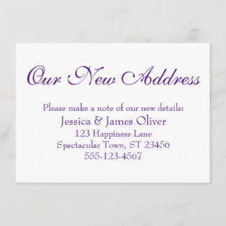 Carte D'accompagnement Simple, élégant Notre nouvelle adresse violet sur 