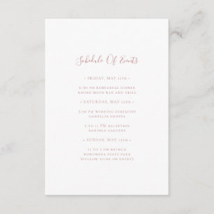 Carte D'accompagnement Simple Elegant Rose Gold Horaire des événements