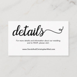 Carte D'accompagnement Simple Elegant Script Mariage Détails Site Web