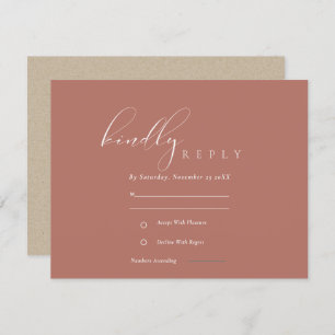 Carte D'accompagnement Simple Élégant Script Terracotta Mariage RSVP