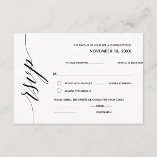 Carte D'accompagnement Simple élégante calligraphie noire, mariage RSVP