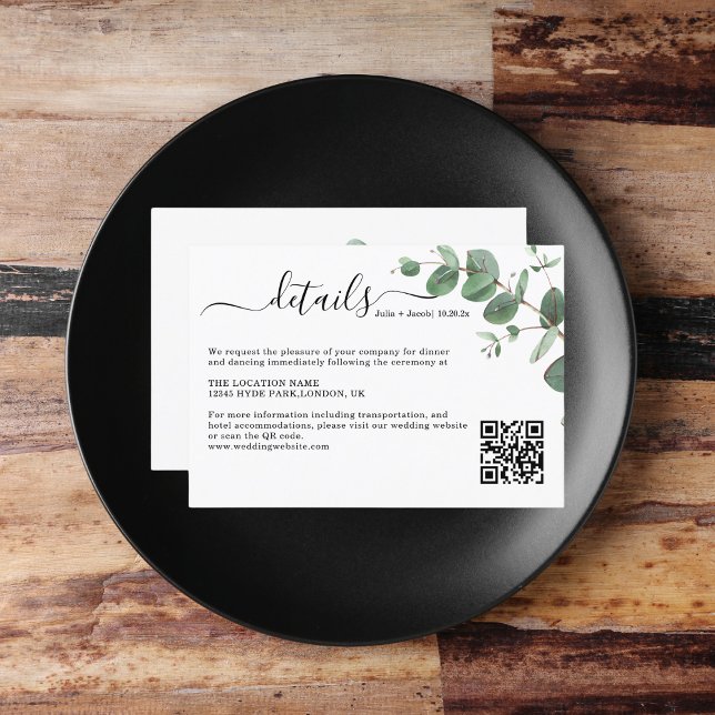 Carte D'accompagnement Simple Eucalyptus Green Détails Mariage (Simple Eucalyptus Greenery Wedding Party Supplies)