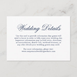 Carte D'accompagnement Simple Formal Élégant Détails Mariage bleu marine