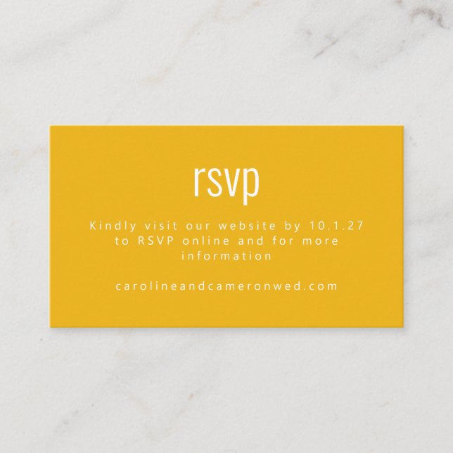 Carte D'accompagnement Simple Jaune moderne typographie Mariage RSVP (Devant)