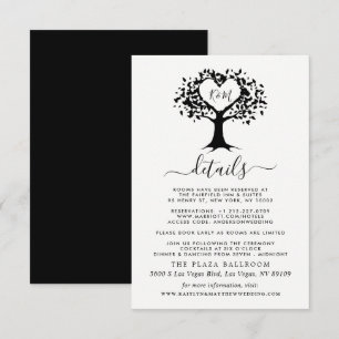 Carte D'accompagnement Simple Mariage de l'arbre cardiaque du Monogramme 