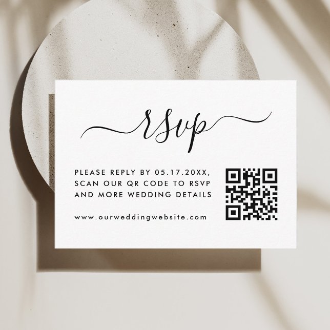 Carte D'accompagnement Simple mariage RSVP avec code QR (Créateur téléchargé)