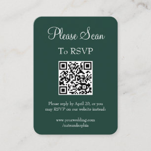 Carte D'accompagnement Simple moderne Emerald Green Mariage Scan QR Code