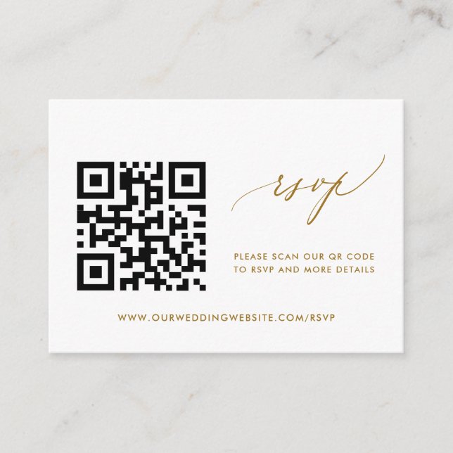 Carte D'accompagnement Simple moderne mariage or RSVP QR Code (Devant)