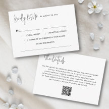 Simple moderne minimaliste QR Code RSVP Mariage