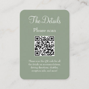 Carte D'accompagnement Simple moderne Sage Green Détails du Mariage QR Co