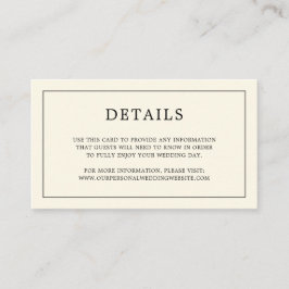 Carte D'accompagnement Simple Monogramme Crème Élégant Mariage