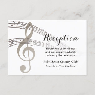Carte D'accompagnement Simple Music Notes Réception De Mariage Musical