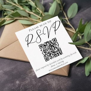 Carte D'accompagnement Simple noir blanc Script Formel Mariage Scan RSVP