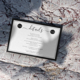 Carte D'accompagnement Simple noir et blanc Détails élégants