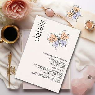 Carte D'accompagnement Simple papillon lunaire corail et violet