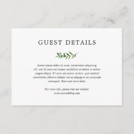 Carte D'accompagnement Simple Rustic Boho Greenergie Détails Mariage