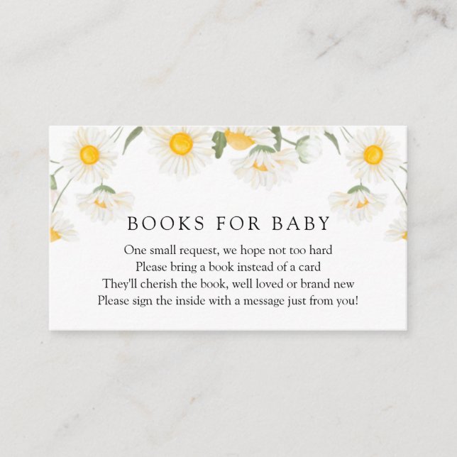 Carte D'accompagnement Simple Rustic Daisy Flowers Baby Book Demande (Devant)