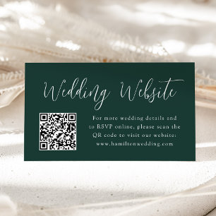 Carte D'accompagnement Simple Script Forest Green Mariage Website QR Code