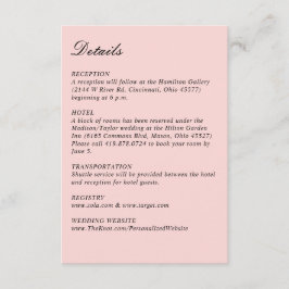 Carte D'accompagnement Simple Script Joli Rose Mariage Petit Vertical