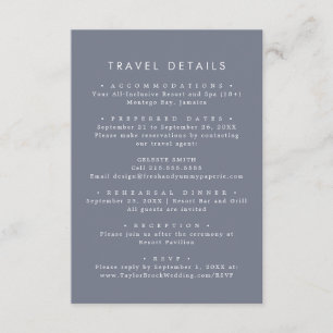 Carte D'accompagnement Simple Slate Destination Wedding Détail du voyage