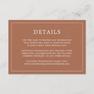 Carte D'accompagnement Simple Terracotta Monogramme Mariage élégant