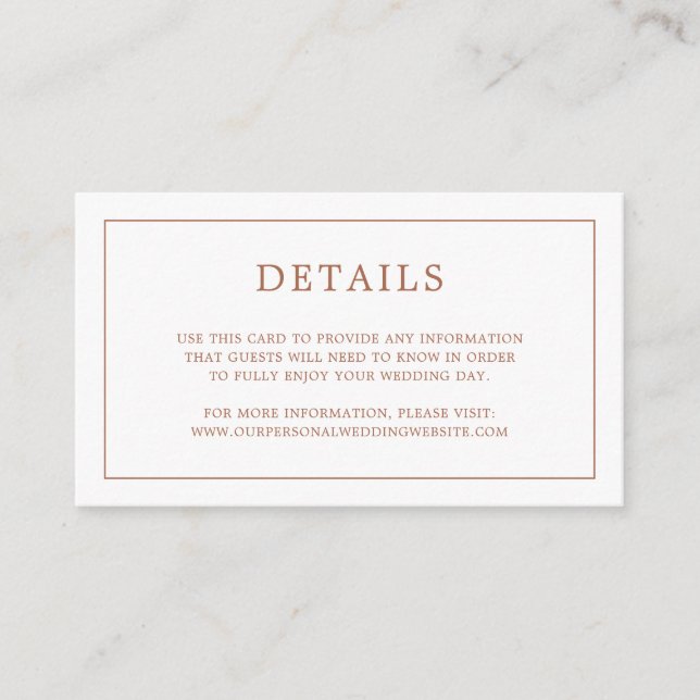 Carte D'accompagnement Simple Terracotta Monogramme Mariage élégant (Devant)