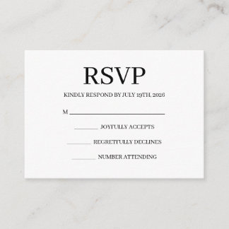 Carte D'accompagnement Simple Wedding RSVP Enclosure Card