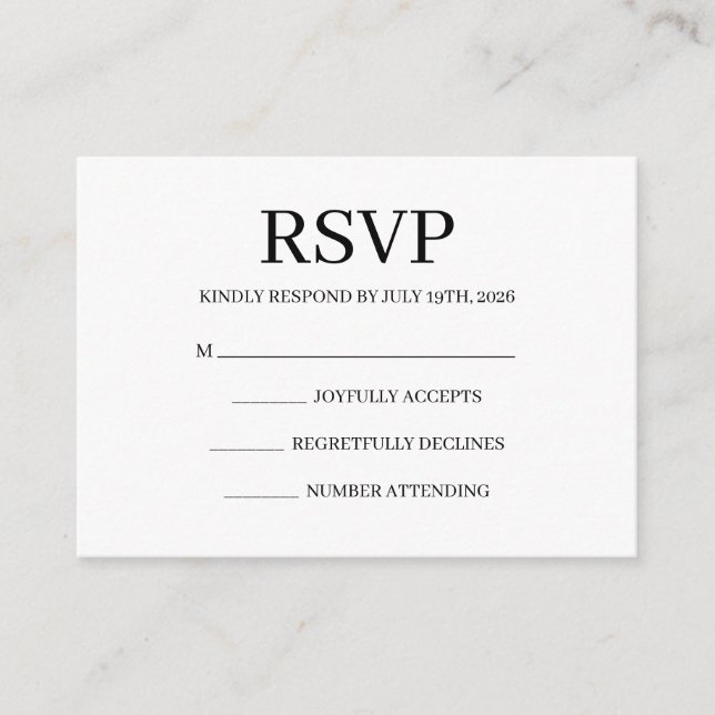Carte D'accompagnement Simple Wedding RSVP Enclosure Card (Devant)