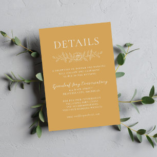 Carte D'accompagnement Simplicité Florale 1 Jaune Ocres Mariage Minimalis