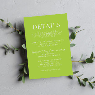 Carte D'accompagnement Simplicité Florale 1 Mariage Minimaliste Chartreus