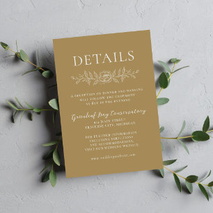 Carte D'accompagnement Simplicité Florale 1 Mariage Minimaliste Chêne Dor
