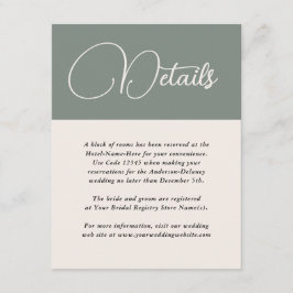 Carte D'accompagnement Simplicité moderne Deep Sage Green Détails Mariage