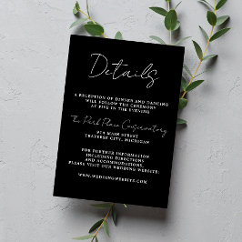 Carte D'accompagnement Simplicité réelle 3 Script Mariage noir minimal