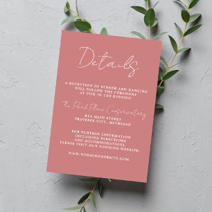 Carte D'accompagnement Simplicité réelle 3 Script Rose duvet minimal