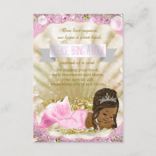 Carte D'accompagnement Sirène Afro-Américaine Baby Shower 'Apporte un Liv