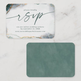 Carte D'accompagnement Site Abstrait de Mariage Vert & Or moderne RSVP