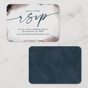 Carte D'accompagnement Site de Mariage bleu de la Marine Abstraite modern