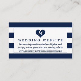 Carte D'accompagnement Site de Mariage bleu et blanc de Modern Chic Navy