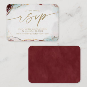 Carte D'accompagnement Site de Mariage moderne Abstrait Red & Gold RSVP
