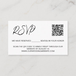 Carte D'accompagnement Site du mariage de code QR personnalisé Sièges rés