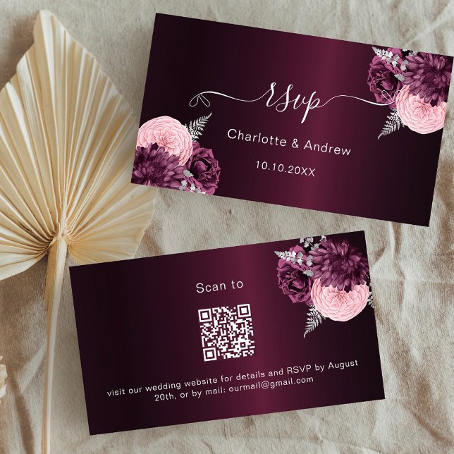 Carte D'accompagnement Site du mariage des fleurs de Bourgogne RSVP QR co (Créateur téléchargé)
