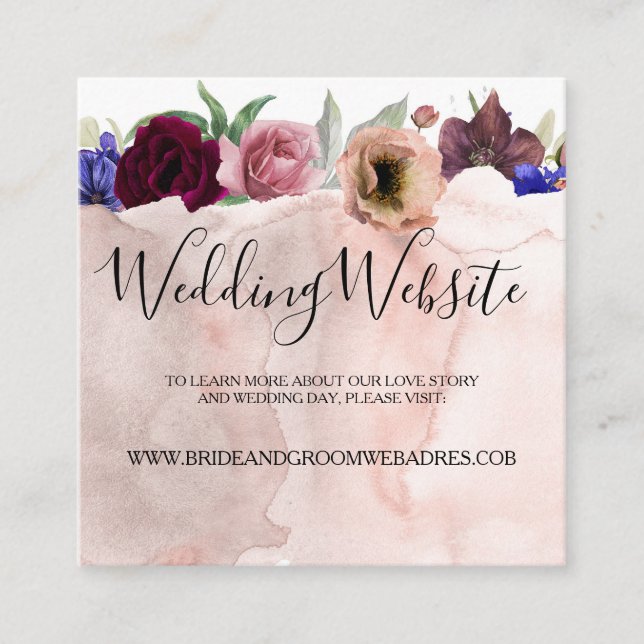 Carte D'accompagnement Site du Mariage Floral Radiant Bloom (Devant)